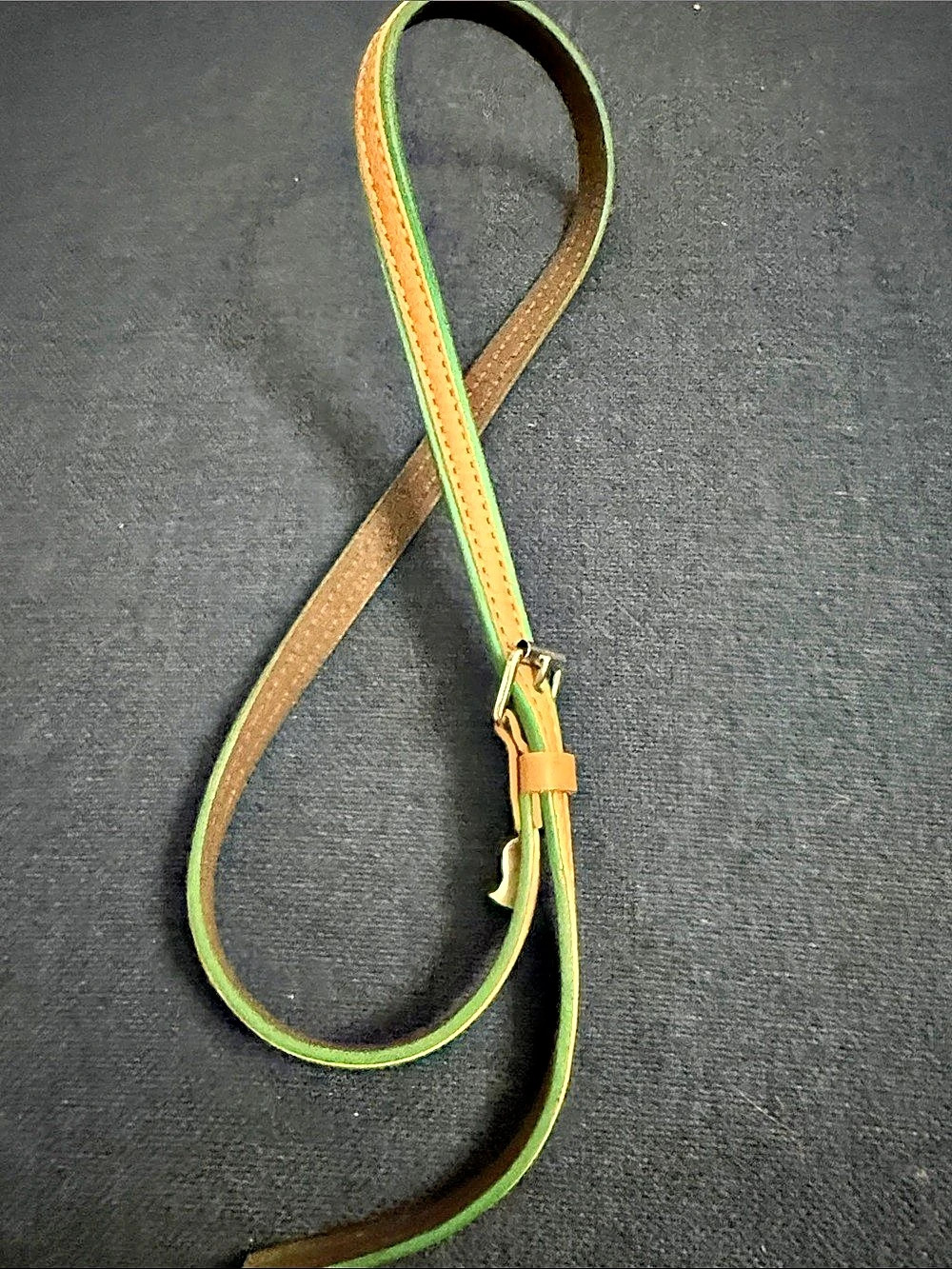 Neon CBLK SKNY Leather Belt Brown & Green S/M 12